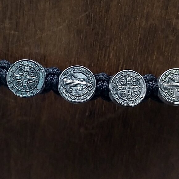 St. Benedict Medal Black Nylon Cord Unisex Bracelet NWOT - Picture 12 of 15
